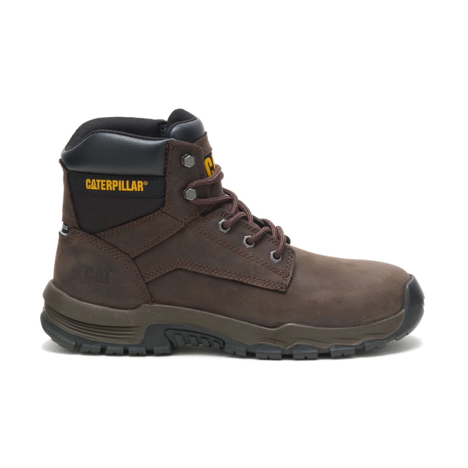Caterpillar Upholder Waterproof Steel Toe - Mens Work Boots - Dark Chocolate - NZ (203YVDTHL)